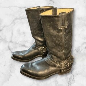 Lucchese Mens 9.5B San Antonio 15500 Calf Leather Harness Ring Square Toe Boot